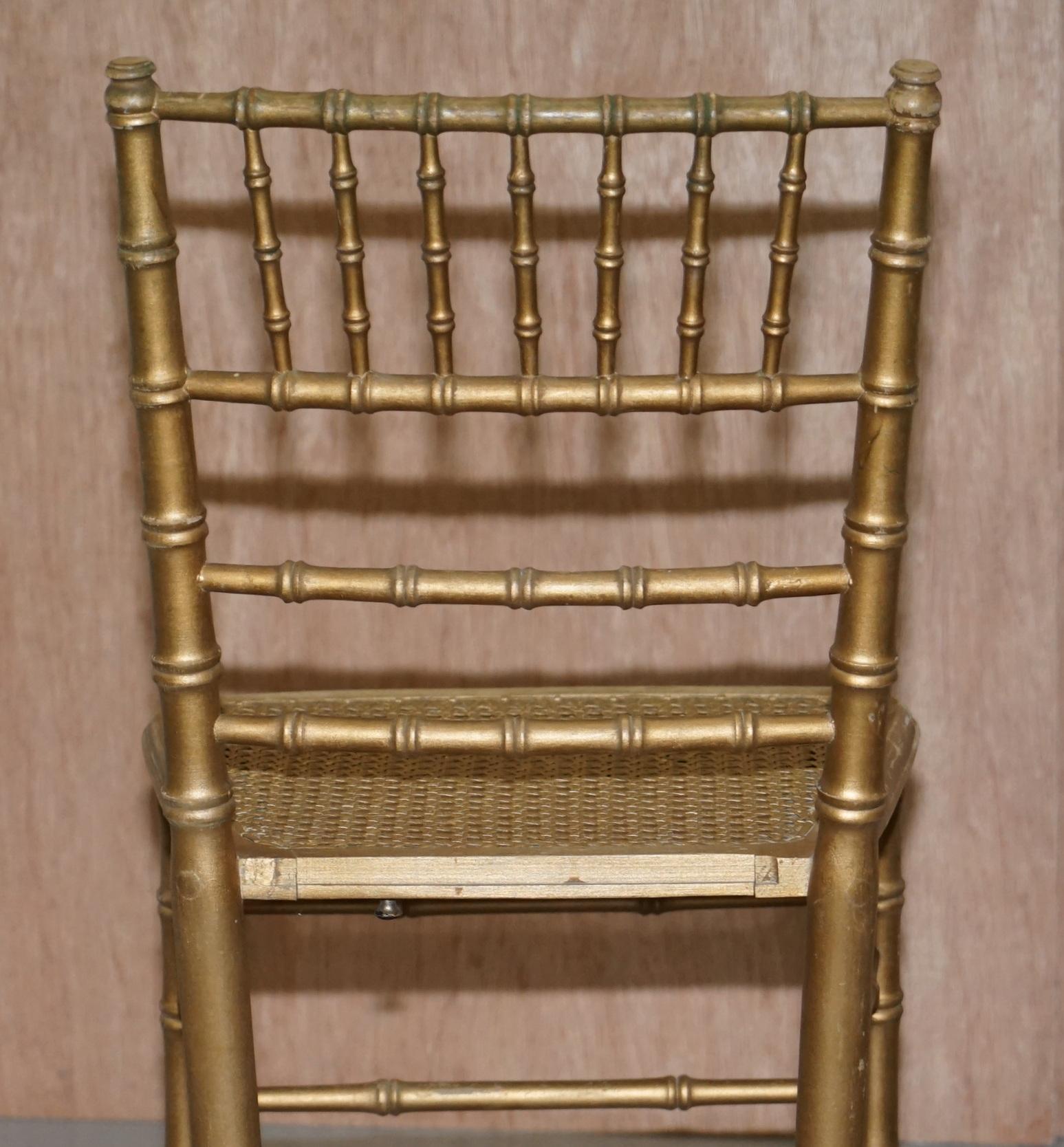 Edwardian Giltwood Famboo Regency Style Berger Stuhl mit neu vergoldetem Rahmen im Angebot 4