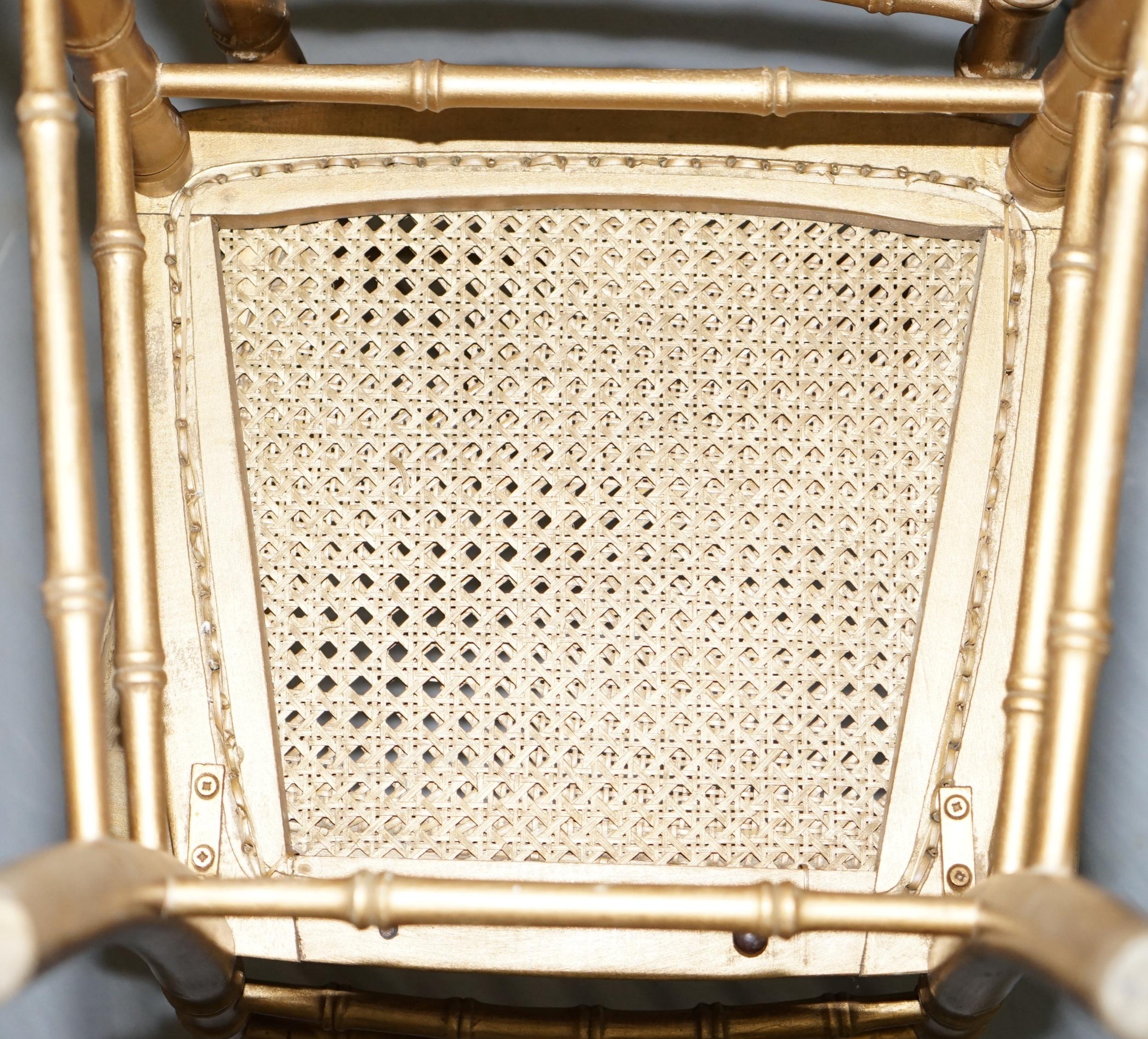 Edwardian Giltwood Famboo Regency Style Berger Stuhl mit neu vergoldetem Rahmen im Angebot 5