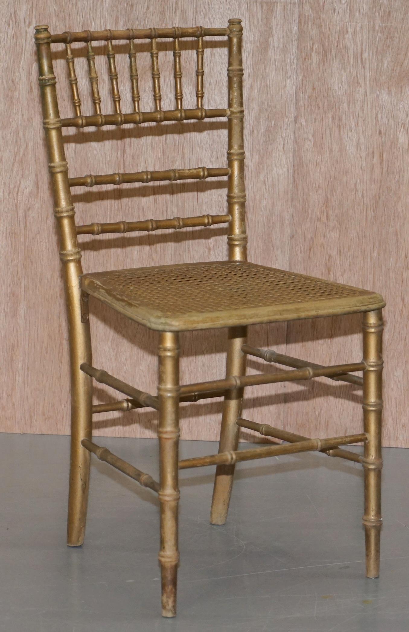 Edwardian Giltwood Famboo Regency Style Berger Chair with Newly Gold Giilt Frame For Sale 7