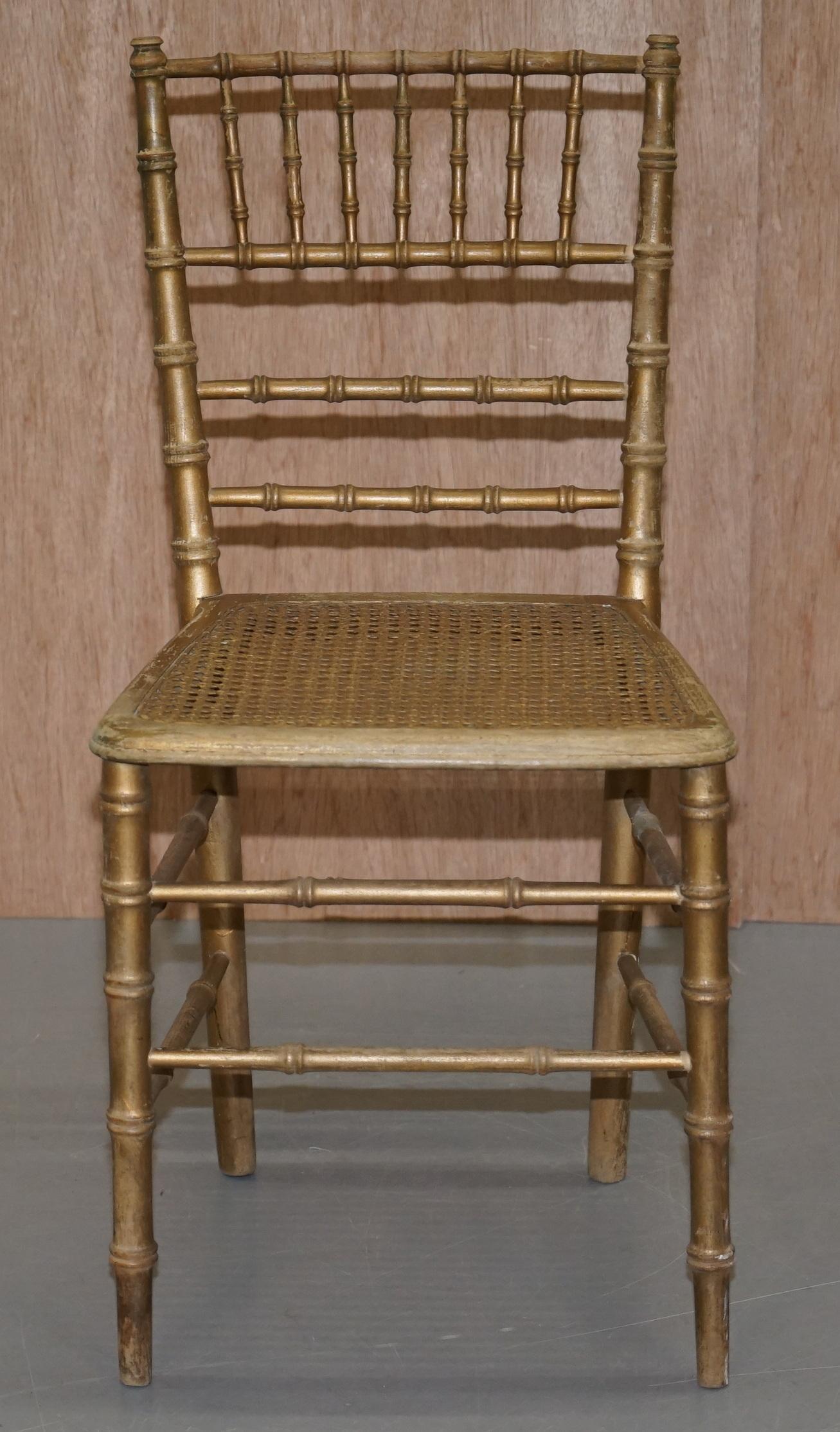 Edwardian Giltwood Famboo Regency Style Berger Chair with Newly Gold Giilt Frame For Sale 8