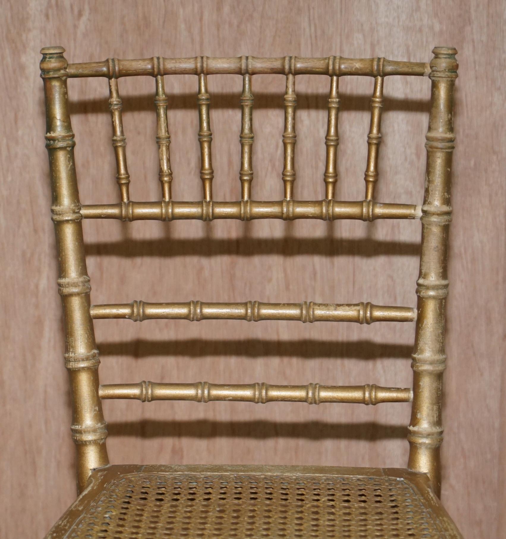 Edwardian Giltwood Famboo Regency Style Berger Chair with Newly Gold Giilt Frame For Sale 9