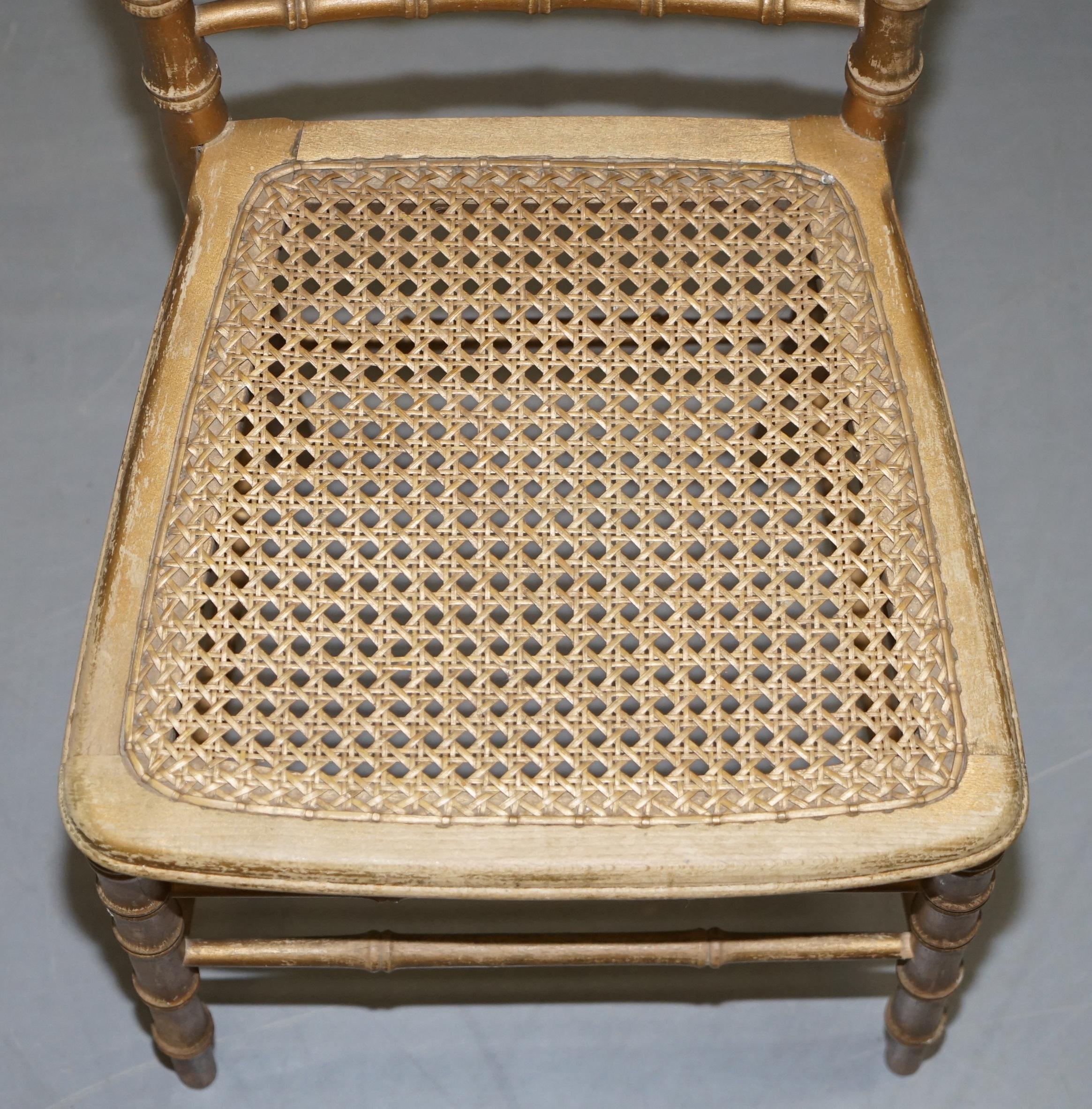 Edwardian Giltwood Famboo Regency Style Berger Stuhl mit neu vergoldetem Rahmen im Angebot 9
