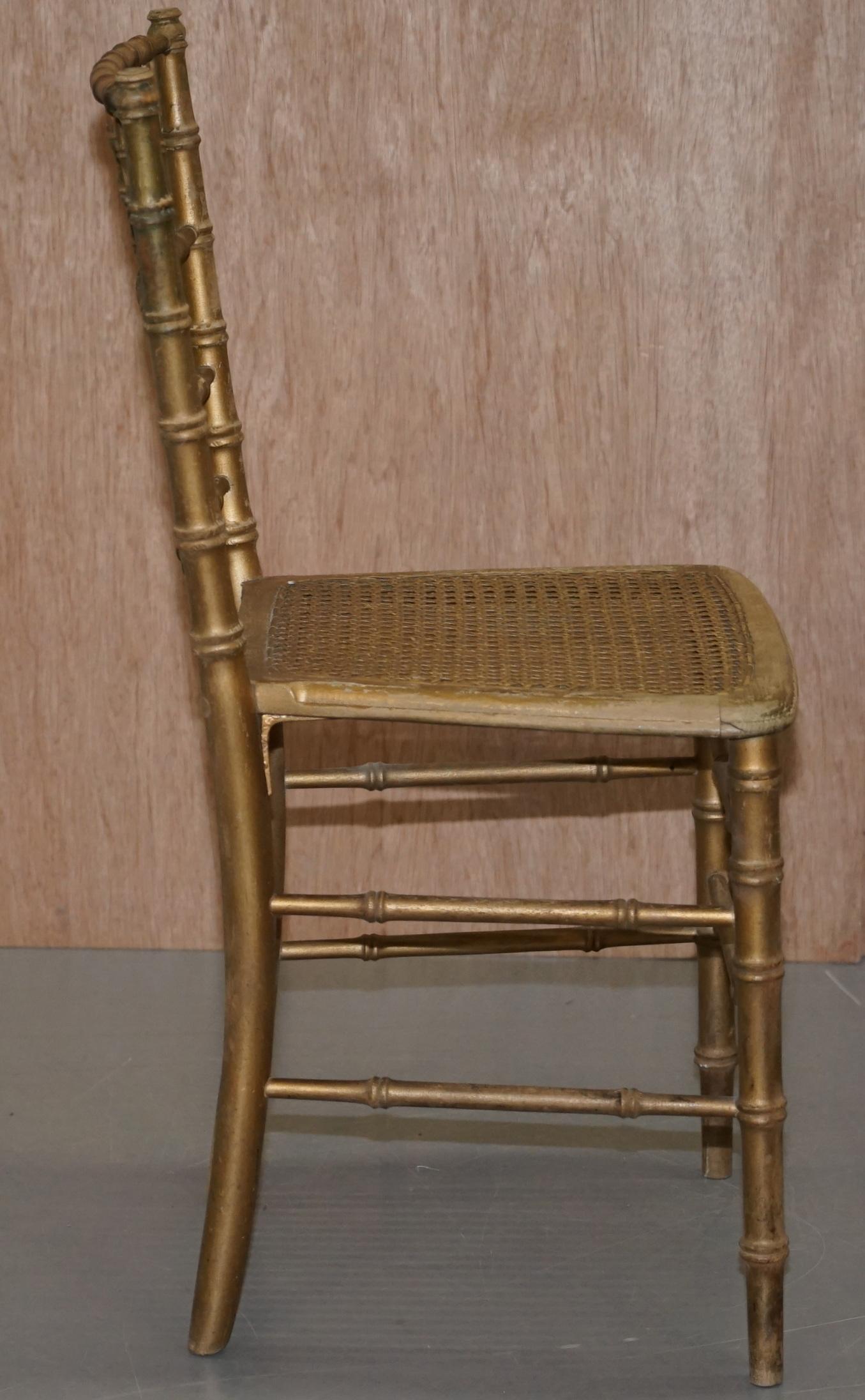 Edwardian Giltwood Famboo Regency Style Berger Chair with Newly Gold Giilt Frame For Sale 14