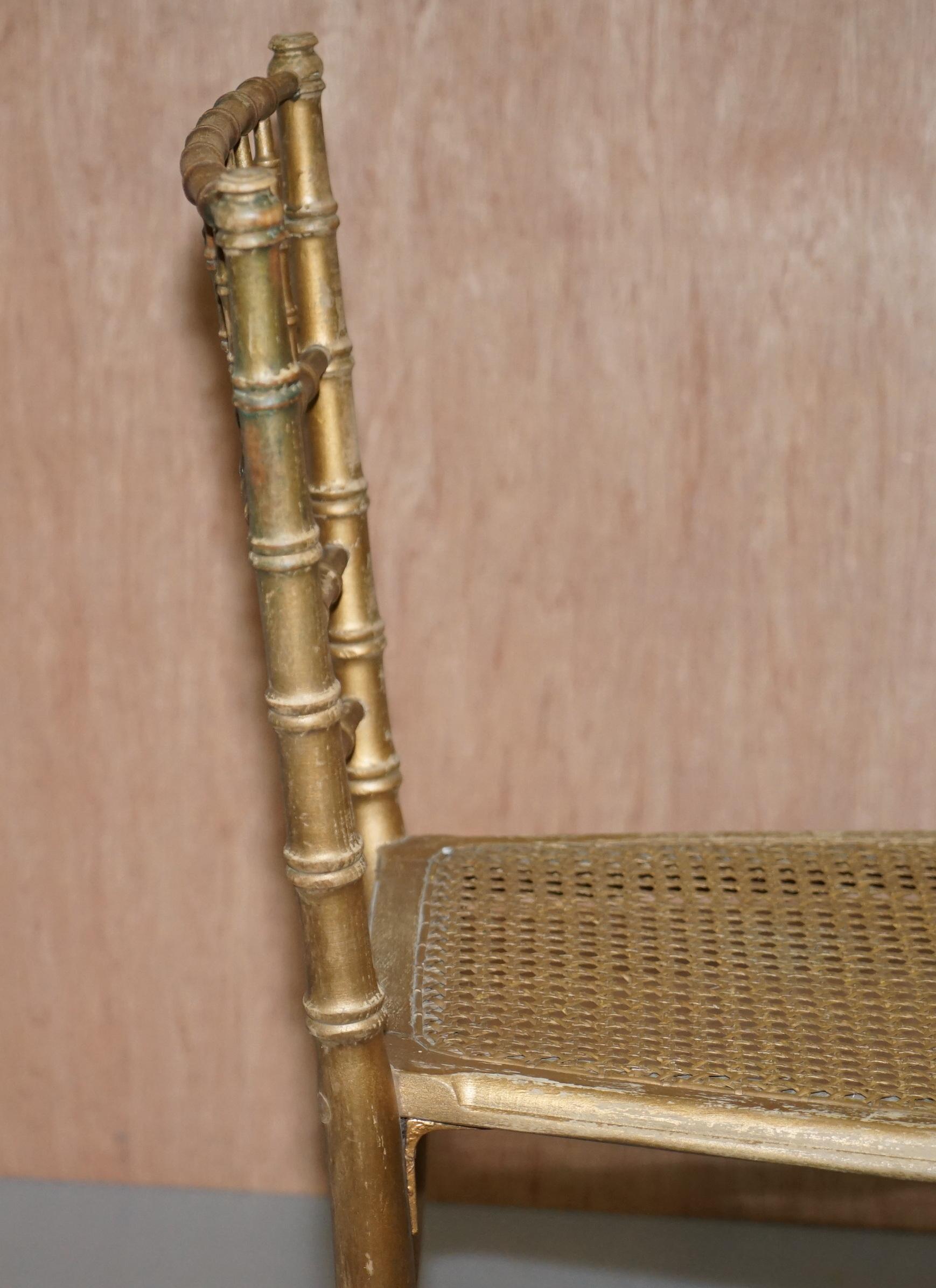 Edwardian Giltwood Famboo Regency Style Berger Stuhl mit neu vergoldetem Rahmen im Angebot 14