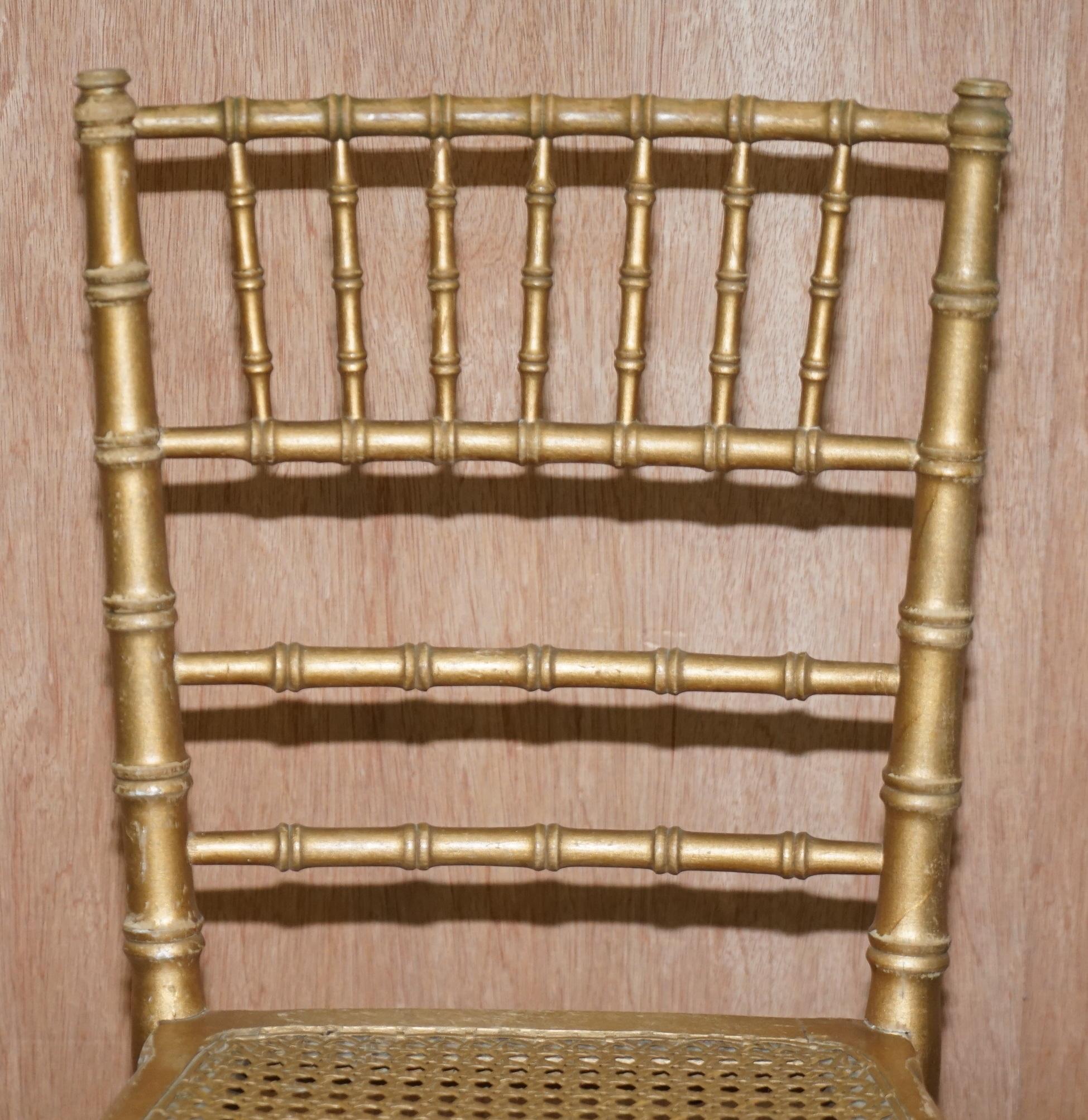 English Edwardian Giltwood Famboo Regency Style Berger Chair with Newly Gold Giilt Frame For Sale