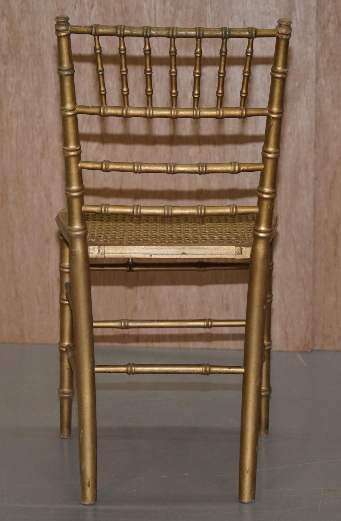 Edwardian Giltwood Famboo Regency Style Berger Chair with Newly Gold Giilt Frame For Sale 4