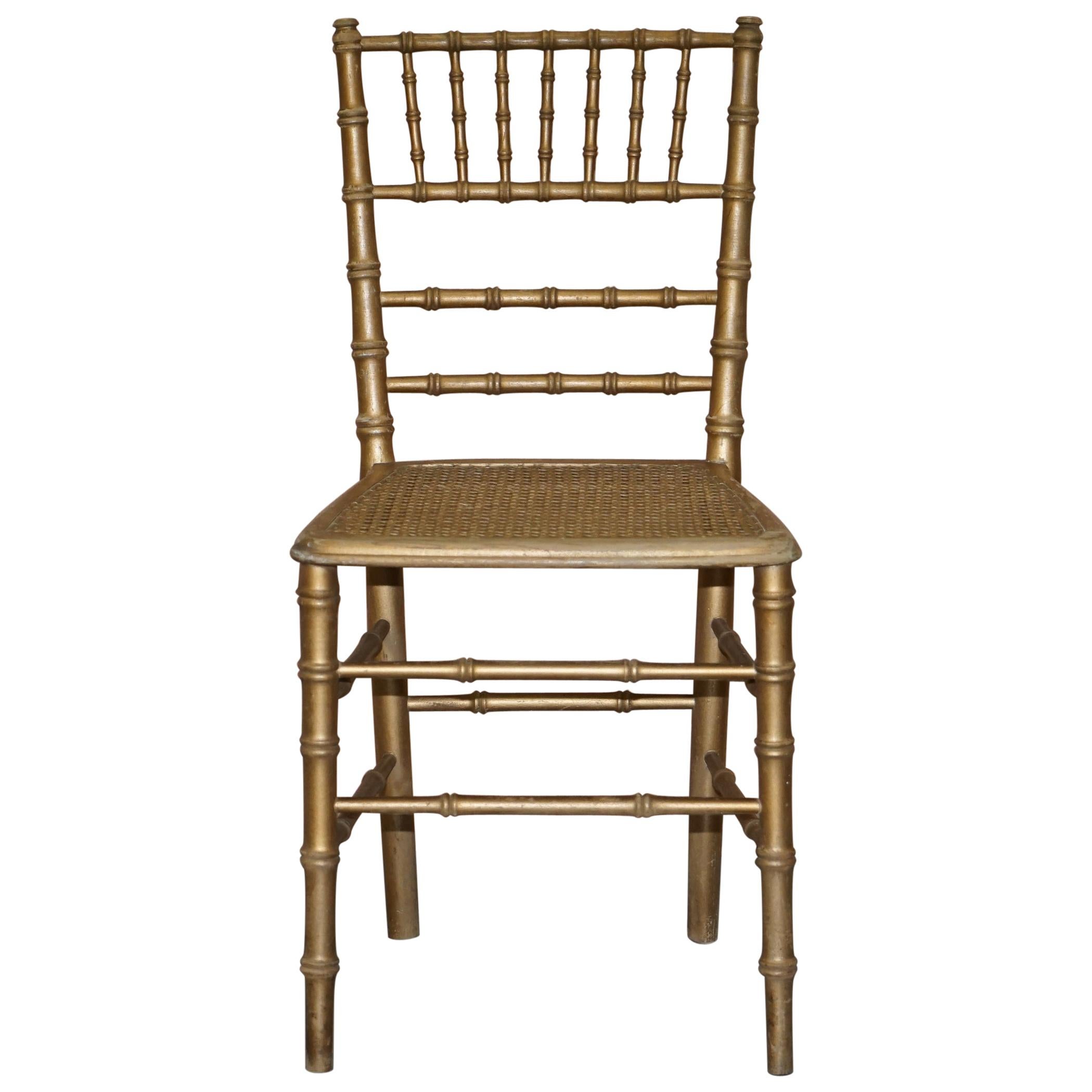 Edwardian Giltwood Famboo Regency Style Berger Stuhl mit neu vergoldetem Rahmen