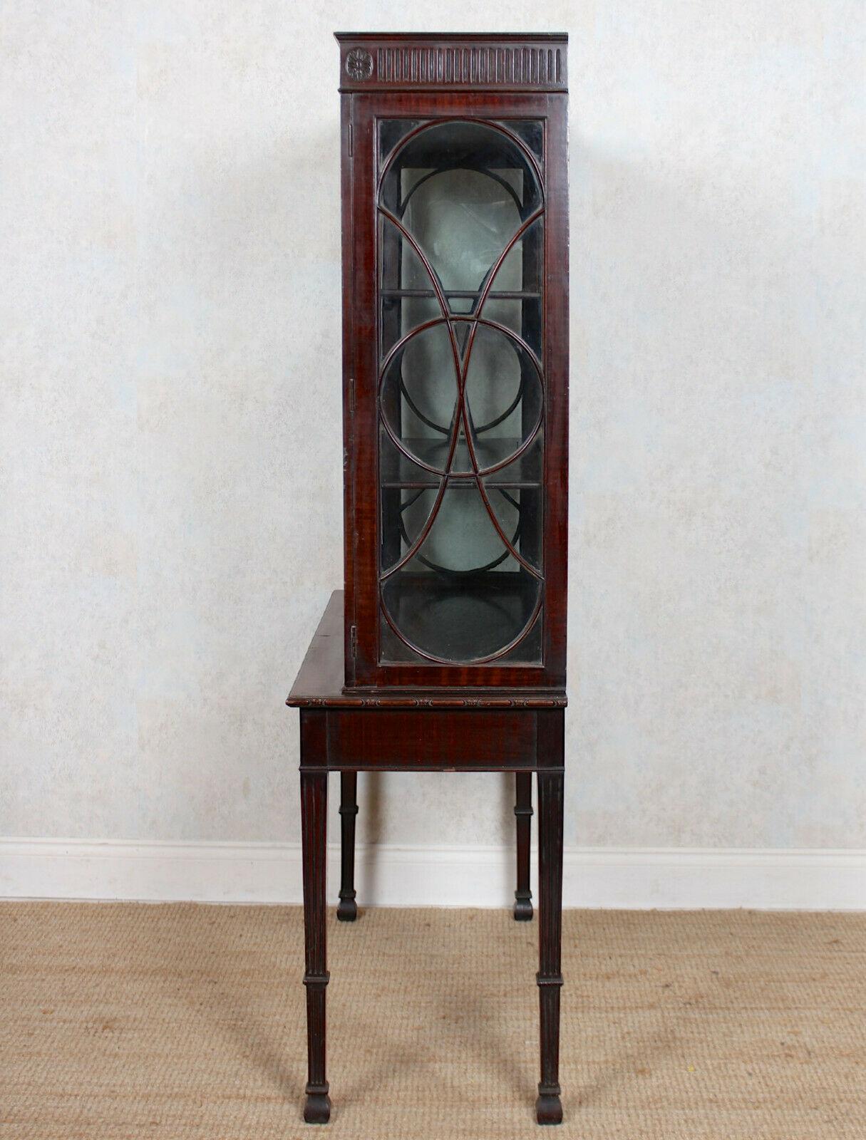 Edwardian Glazed Bookcase Cabinet on Stand Astragal Mahogany Library In Good Condition In Newcastle upon Tyne, GB