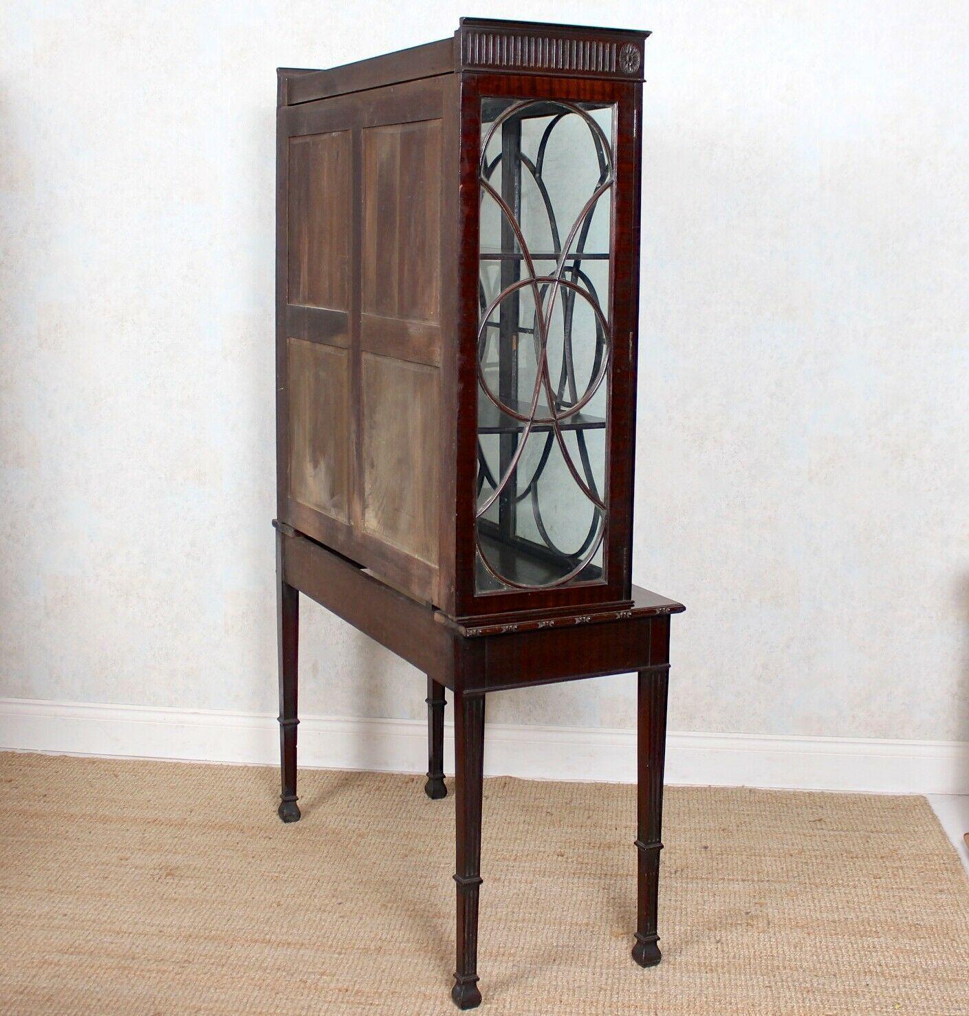 Early 20th Century Edwardian Glazed Bookcase Cabinet on Stand Astragal Mahogany Library