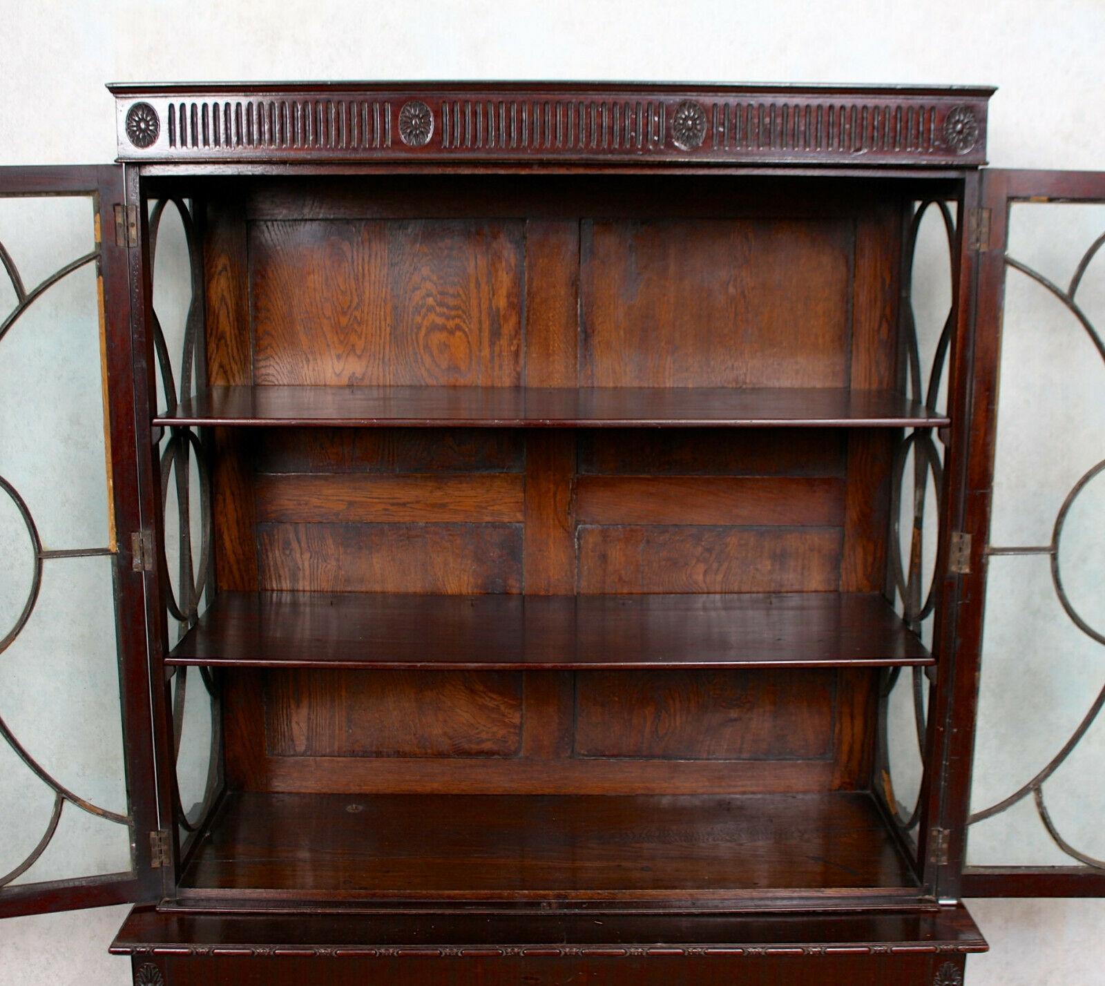 Edwardian Glazed Bookcase Cabinet on Stand Astragal Mahogany Library 1