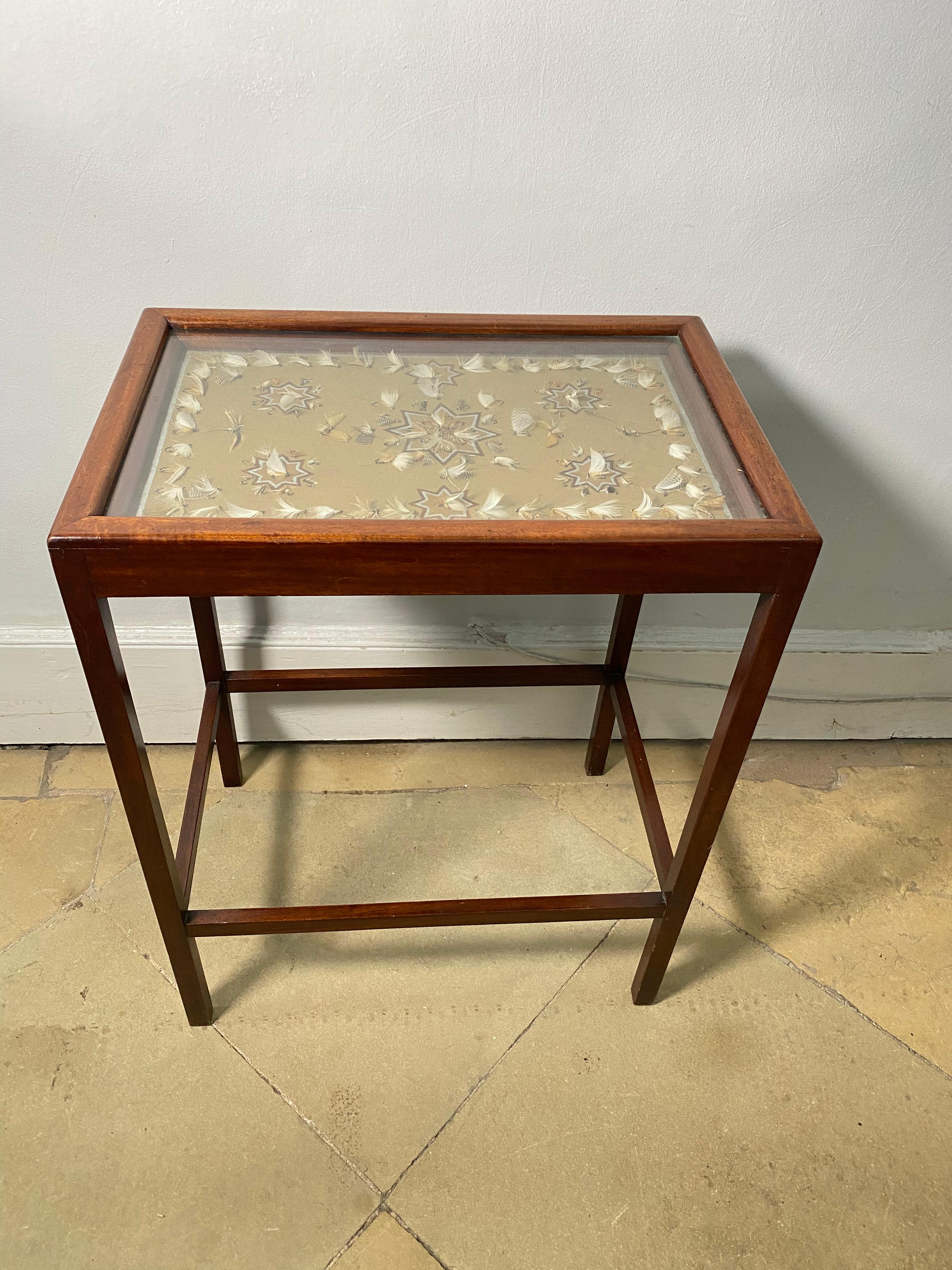 Edwardian Glazed Table Display of Fly Fishing Flies For Sale at 1stDibs