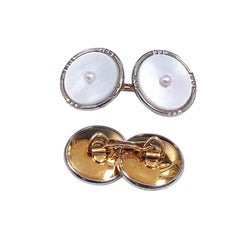 Edwardian Gold and Pearl Tuxedo Dress Stud Set