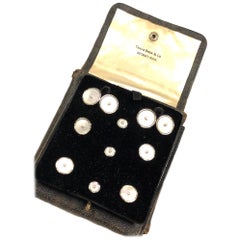 Edwardian Gold and Pearl Tuxedo Dress Stud Set