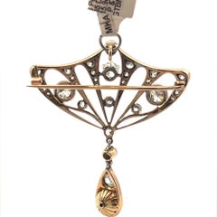 Antique Diamond and Pearl Platinum Brooch and Earrings Set