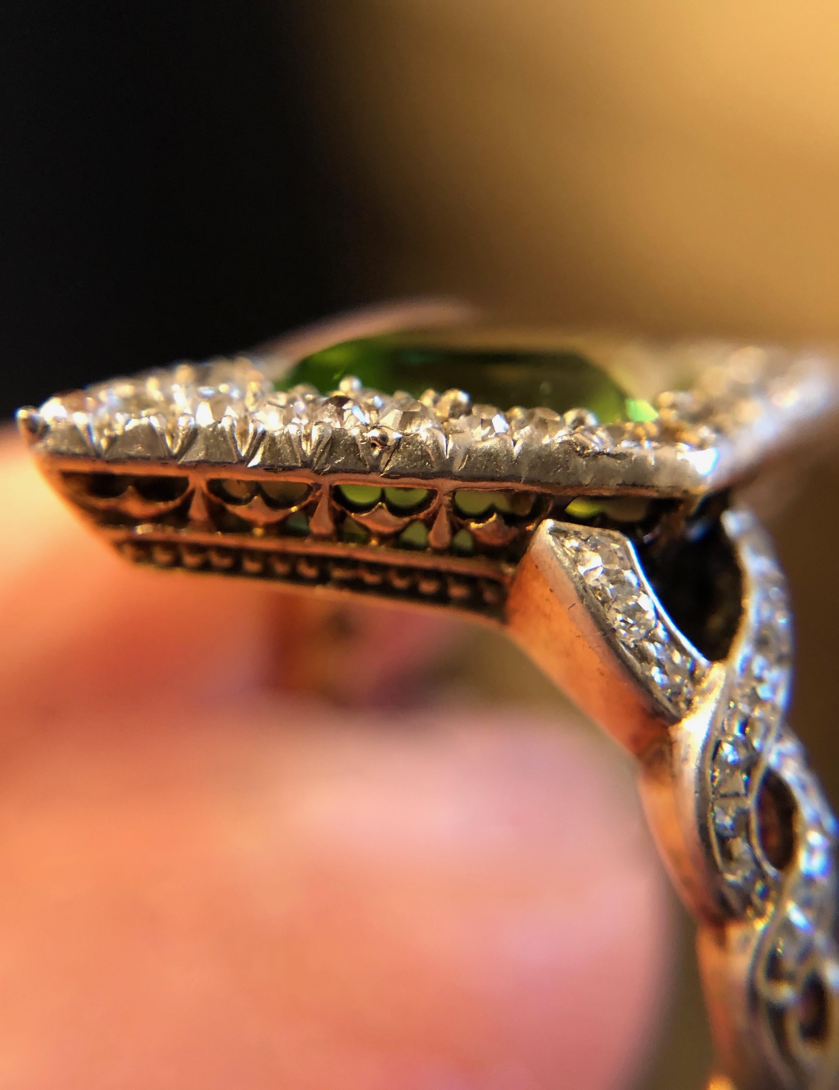 Women's Edwardian Gold and Platinum Peridot Ring