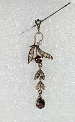 Edwardian Gold Diamond and Garnet Vine Pendant
