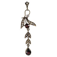 Edwardian Gold Diamond and Garnet Vine Pendant