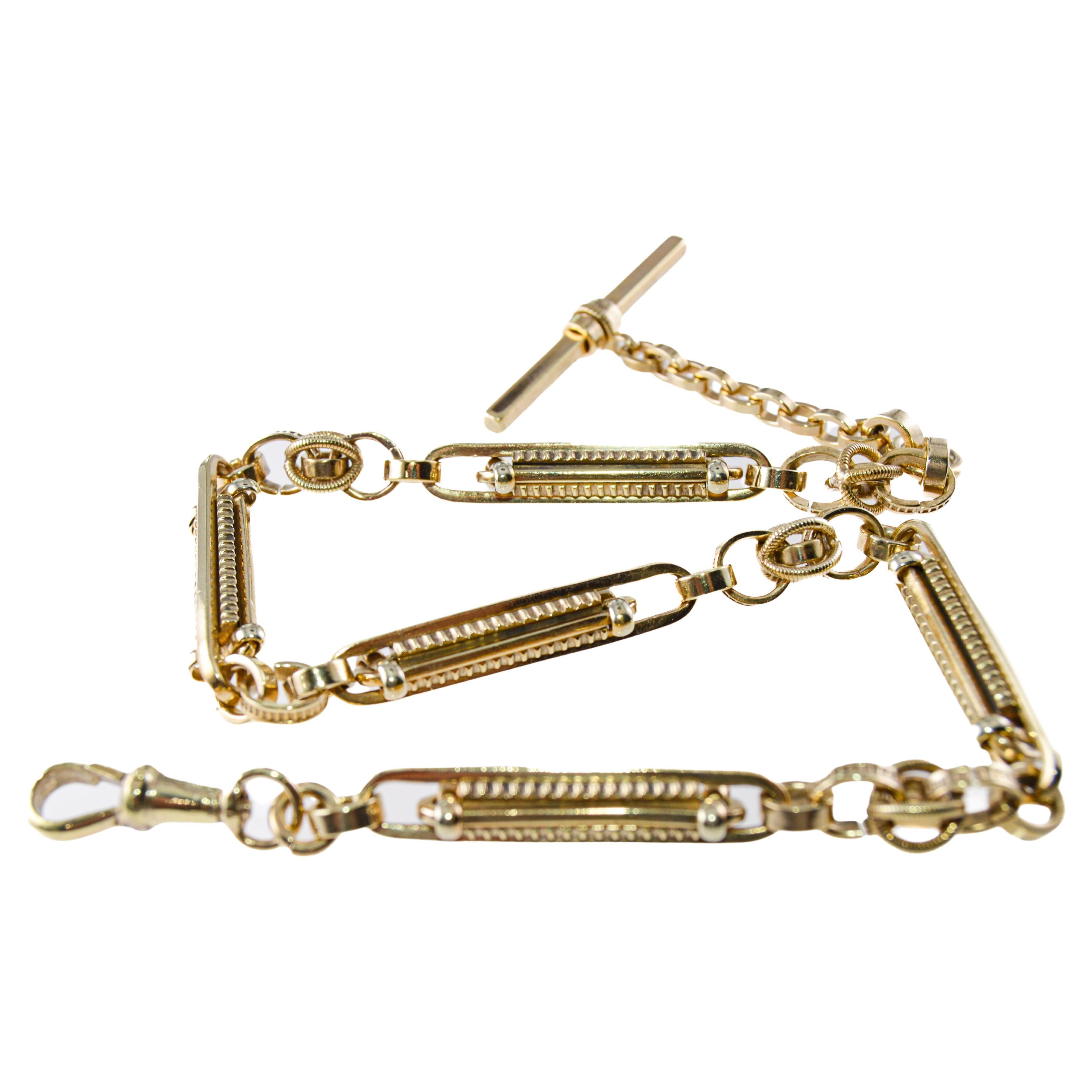 Modern Edwardian Gold-Filled Necklace, Pocket Watch Chain, or Bracelet  For Sale