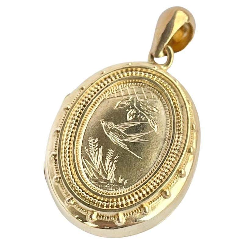 Man in the Moon Moonstone Gold Locket at 1stDibs