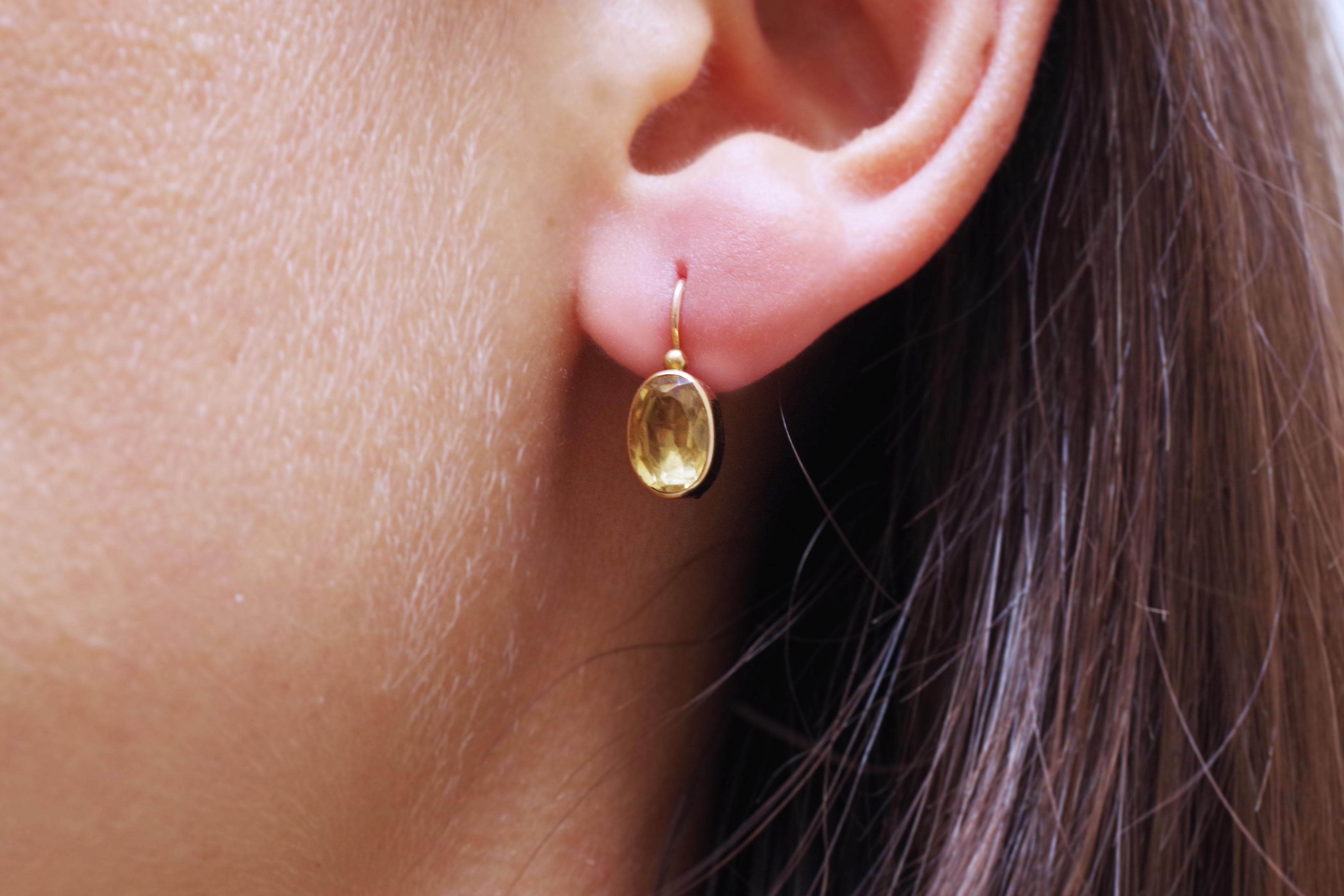 Edwardian gold sleeper earrings In Fair Condition In PARIS, FR