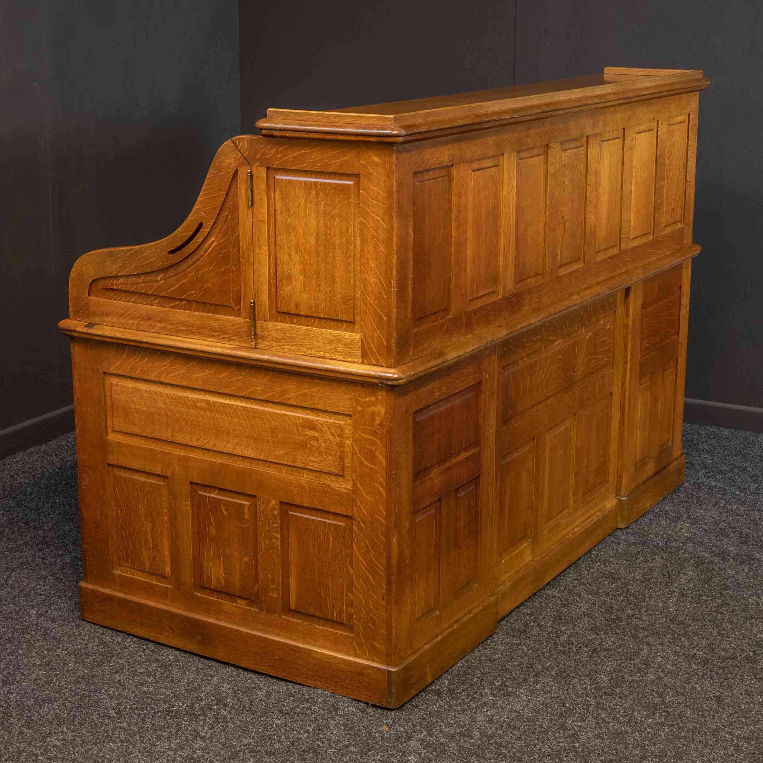 British Edwardian Golden Oak Roll Top Desk For Sale