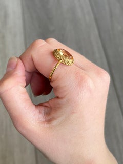 Edwardian Golden Topaz and 9 Carat Gold Ring
