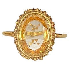 Antique Edwardian Golden Topaz and 9 Carat Gold Ring