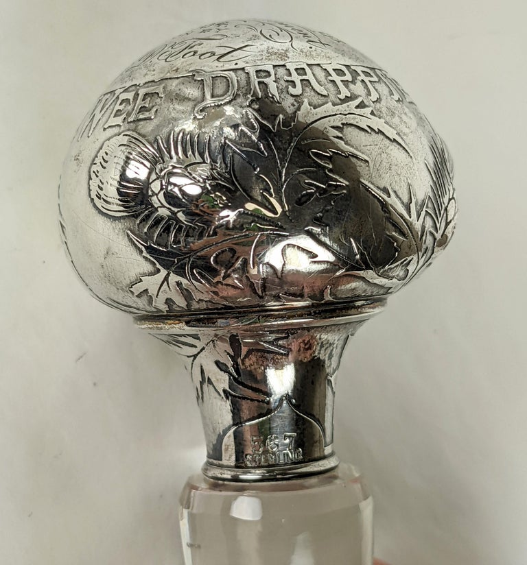 Edwardian Gorham Sterling and Crystal Decanter, Scottish Thistle For