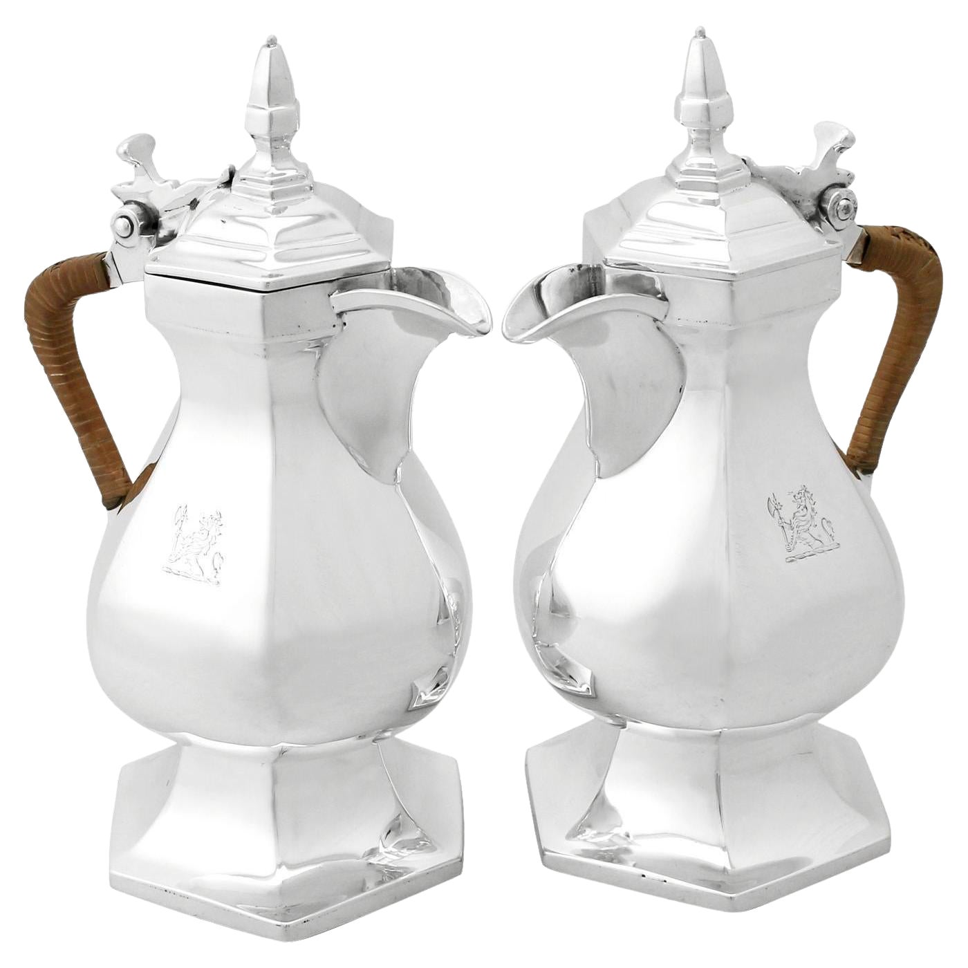 Edwardian Gothic Style Sterling Silber Café Au Lait Set