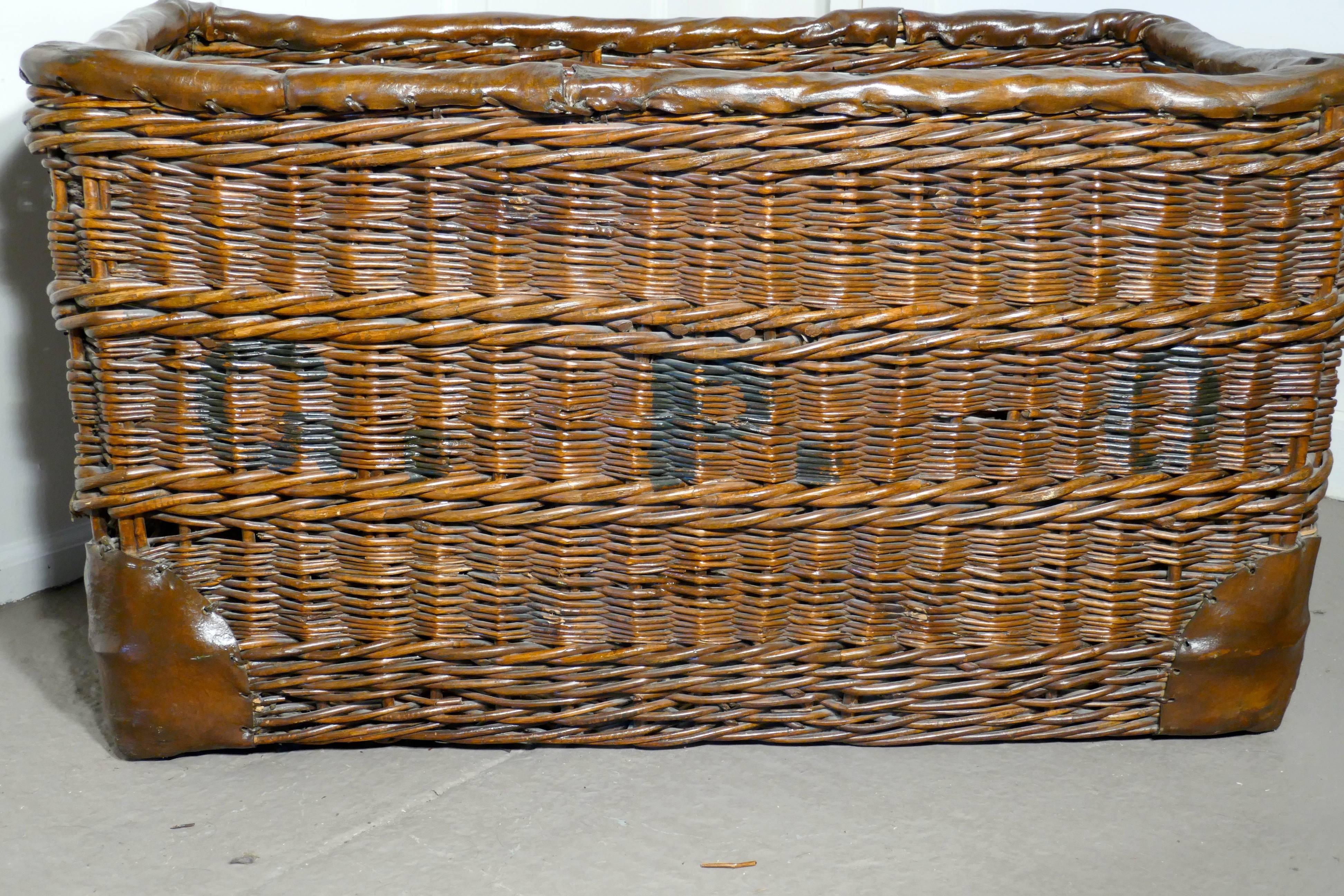 Edwardian G.P.O. wicker post or mail basket.


A lovely big basket, no longer required by our National Postal Company the G.P.O. ( General Post Office) as is stamped on both sides

This large strong basket has a strengthening vellum covered top