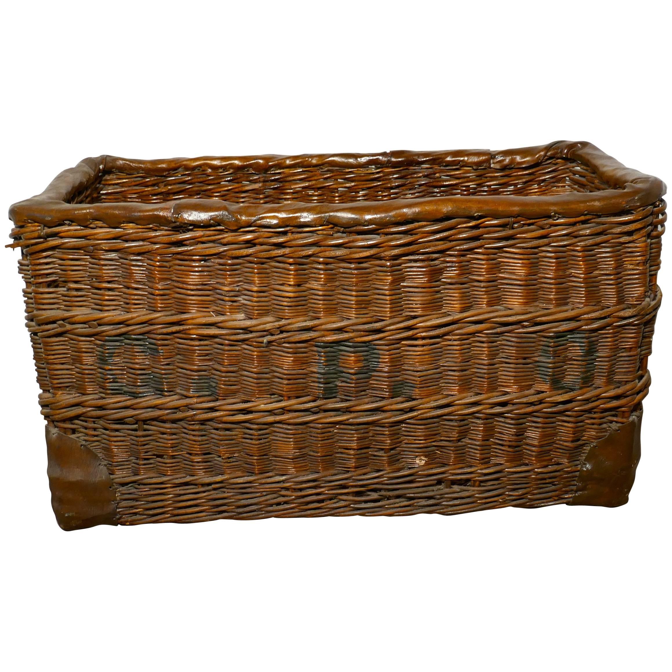 Edwardian G.P.O. Wicker Post or Mail Basket