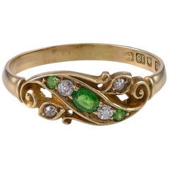 Edwardian Grass Green Garnet and Diamond Ring