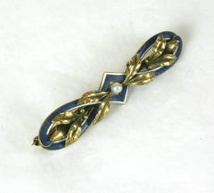 Edwardian Green Gold and Enamel Brooch