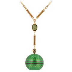 Edwardian green sapphire 14k yellow gold lead green enamel pocket watch