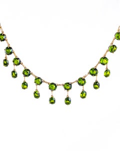 Edwardian Green Stone and Silver Gilt Necklace