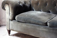 Edwardian Green Velvet Upholstered Chesterfield Sofa, circa 1900-1910