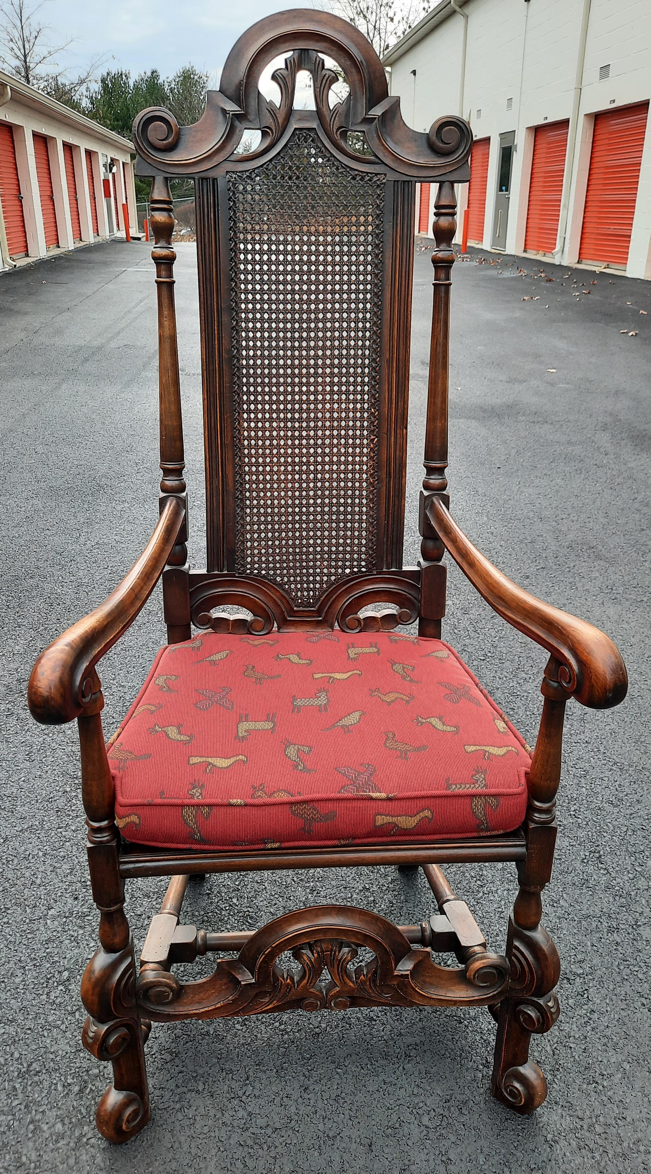 Edwardian Hand Carved Oak and Cane Armchair, Circa 1920s For Sale 5