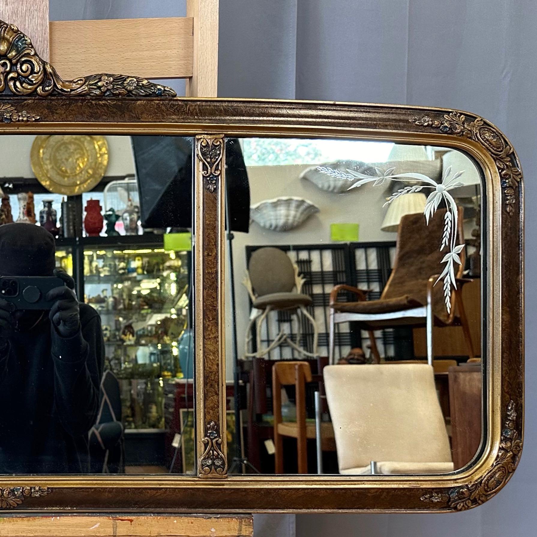 antique 3 panel buffet mirror