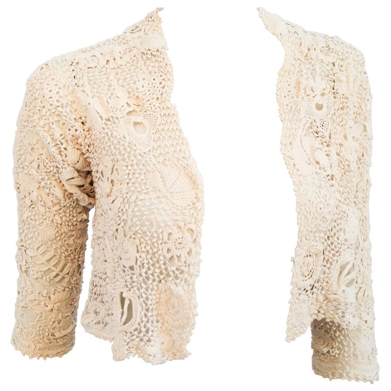 Edwardian Hand-Crochet Irish Lace Bolero For Sale at 1stDibs
