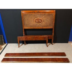 Edwardian Hand Painted and Caned Wood Twin Bed Frame