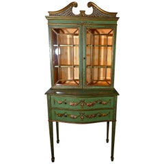 Edwardian Hand Painted Cabinet on Chest of Drawers