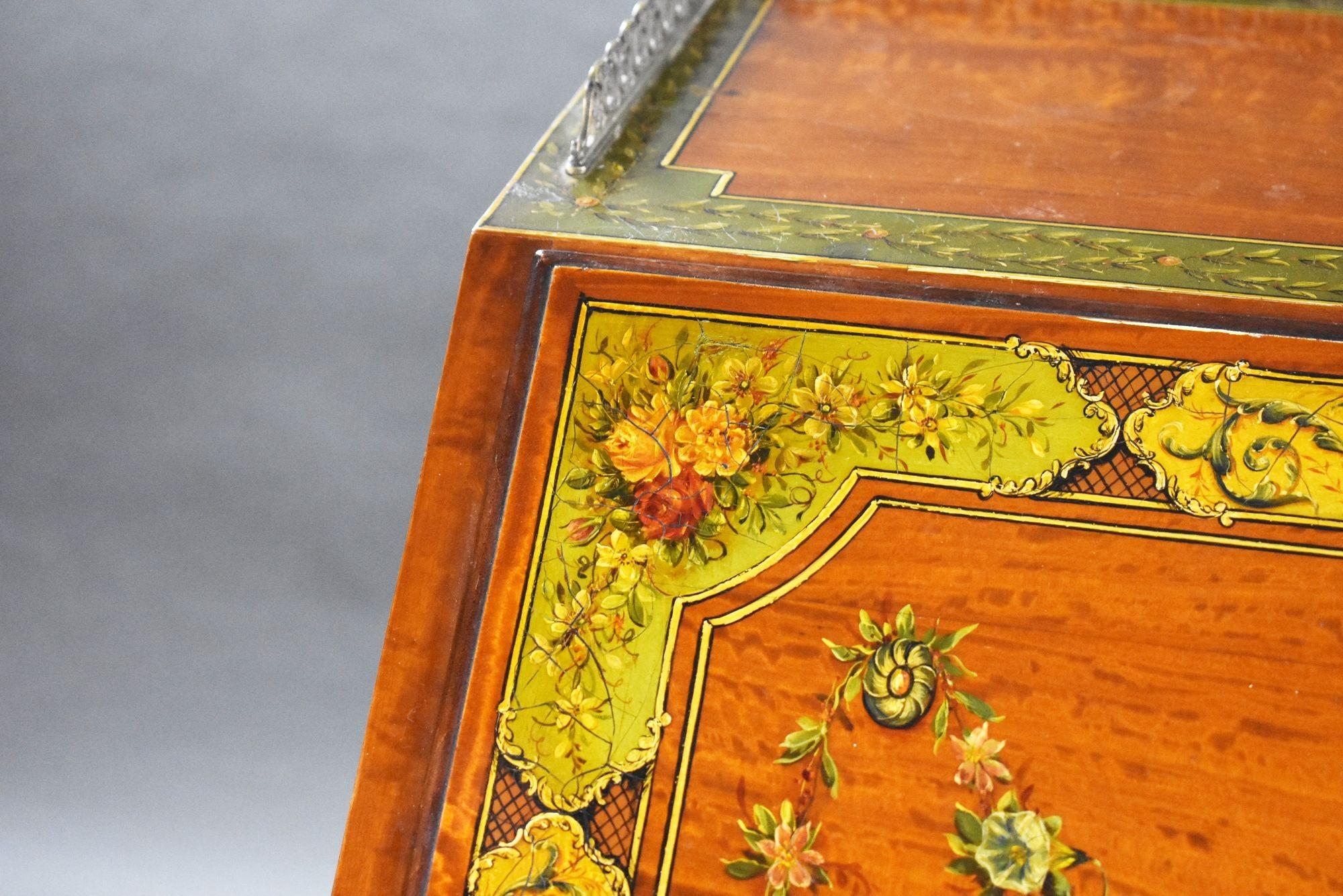 Edwardianisches handbemaltes Büro aus Seidenholz im Angebot 6