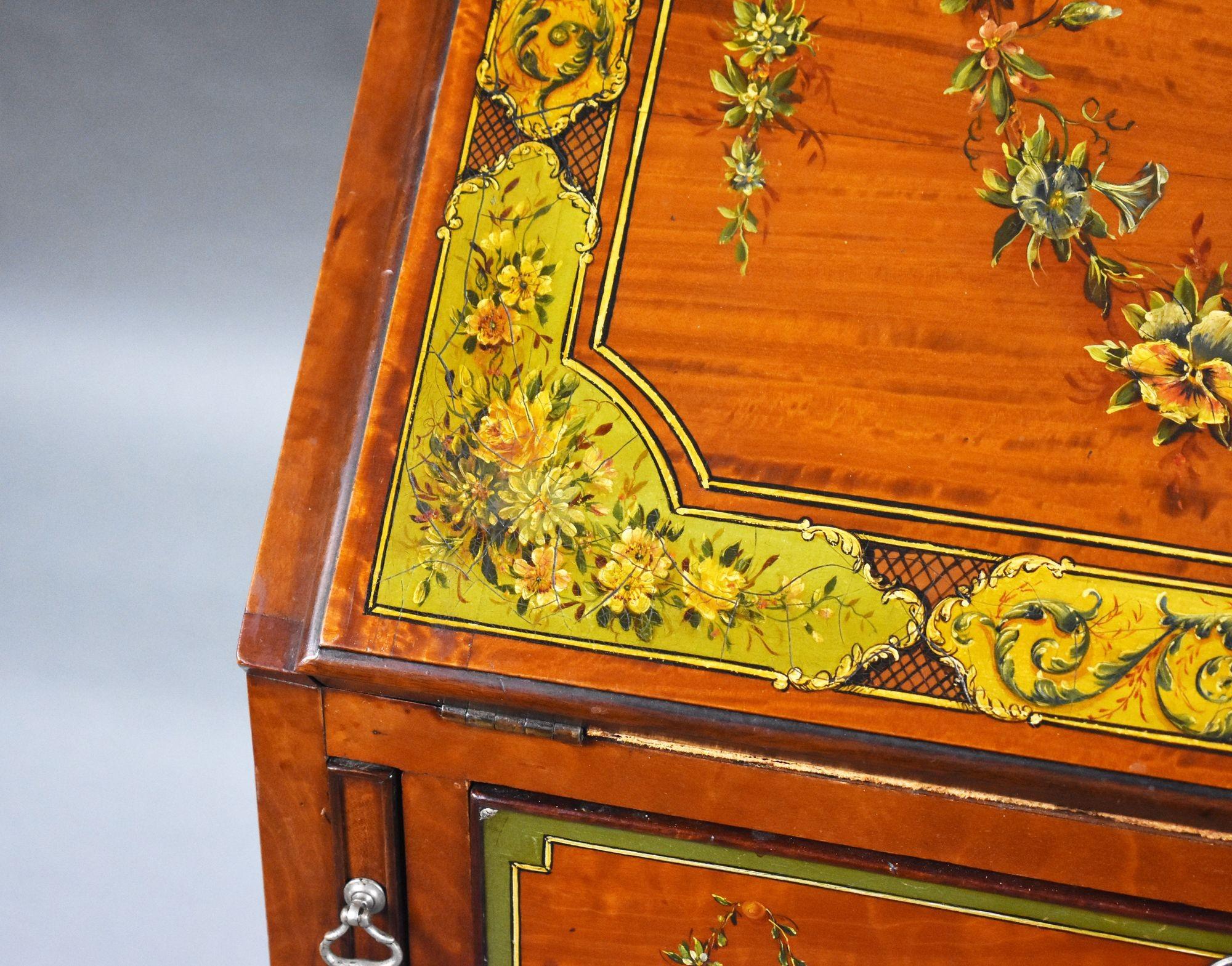 Edwardianisches handbemaltes Büro aus Seidenholz im Angebot 7