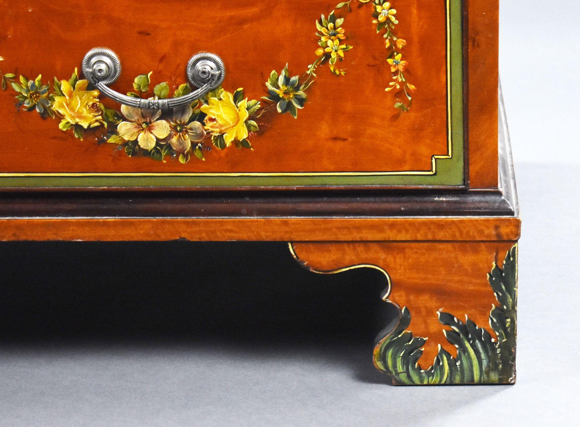 Edwardianisches handbemaltes Büro aus Seidenholz im Angebot 8