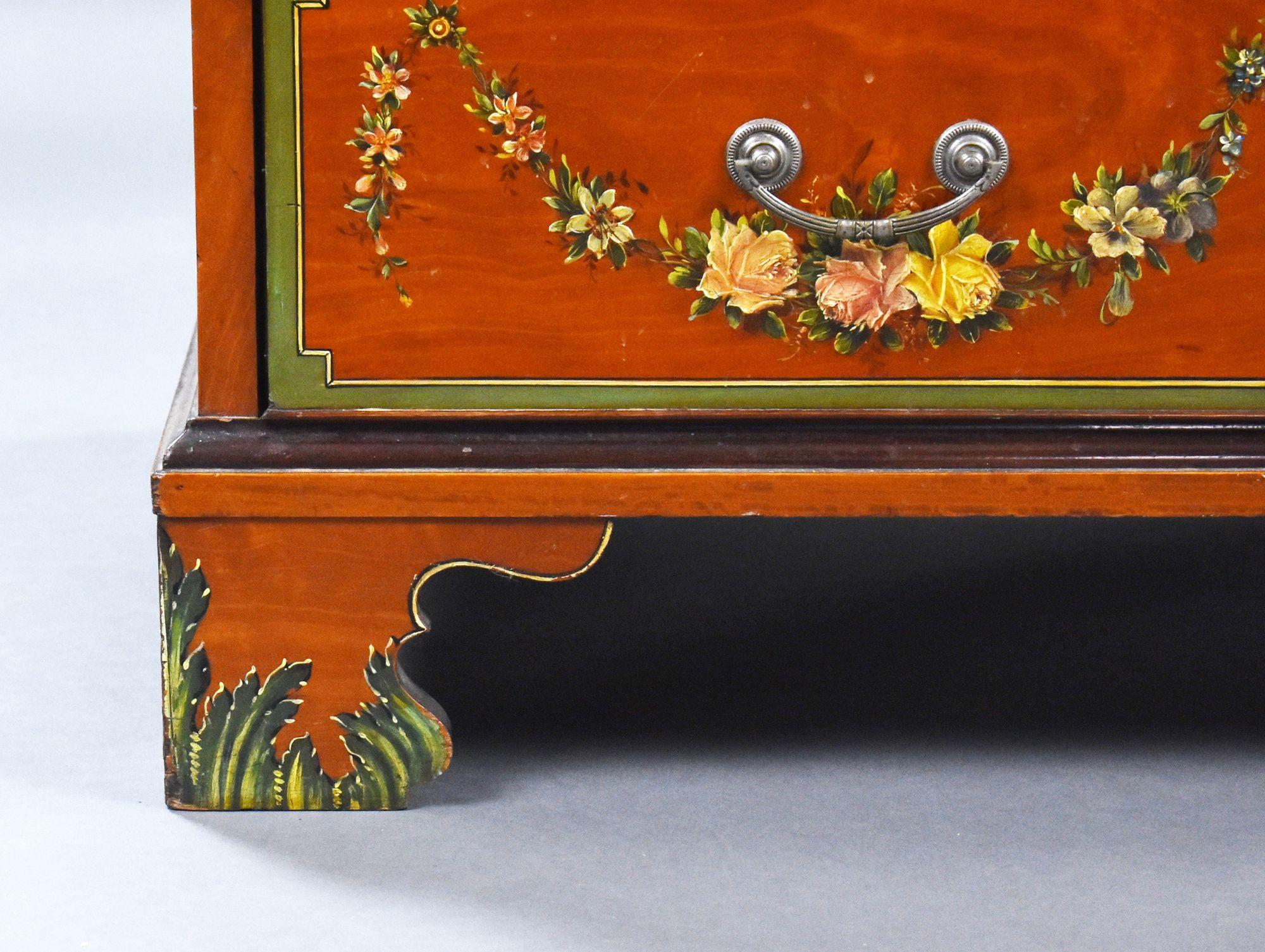 Edwardianisches handbemaltes Büro aus Seidenholz im Angebot 9