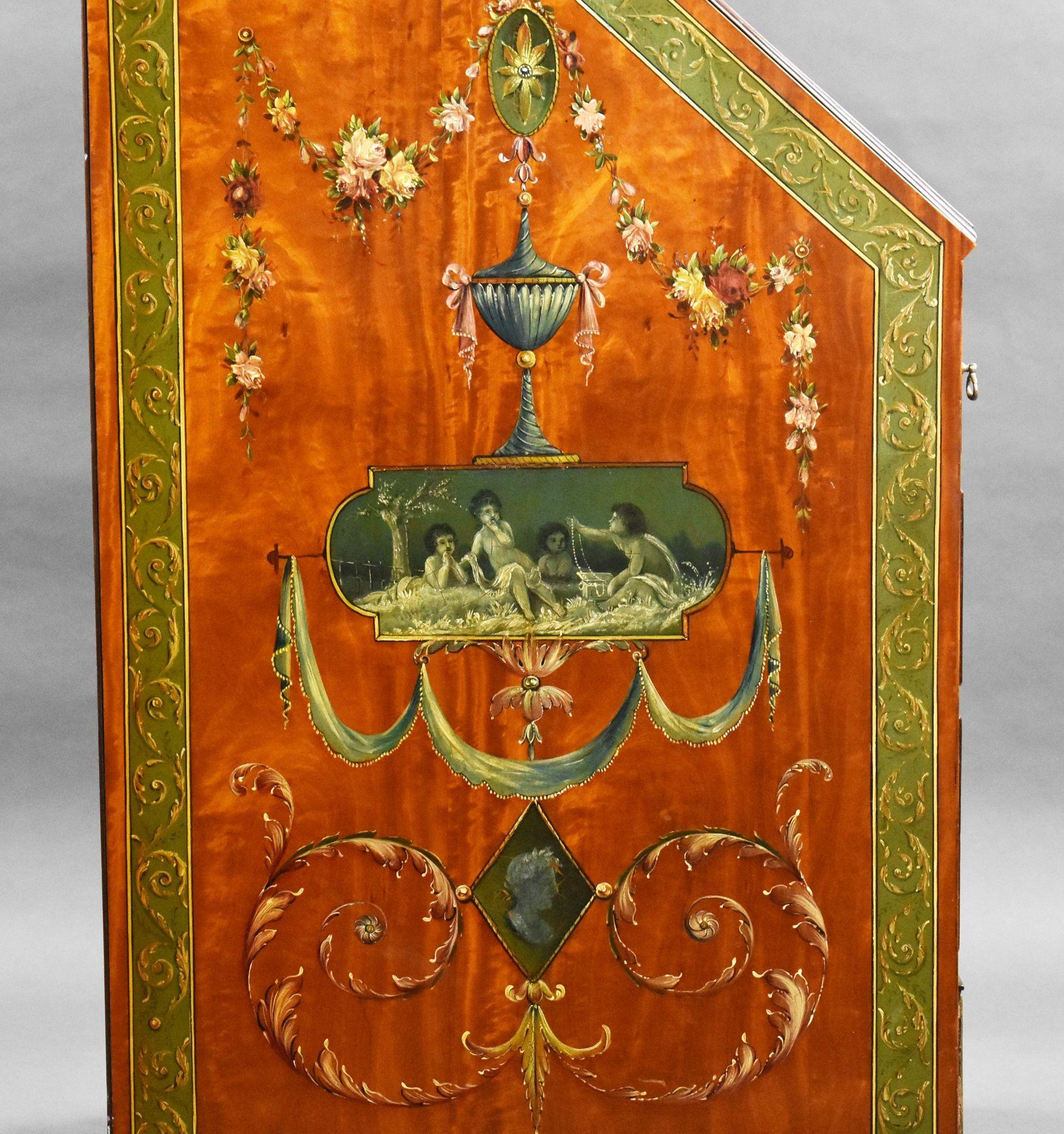 Edwardianisches handbemaltes Büro aus Seidenholz im Angebot 10