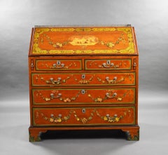 Edwardian Hand Painted Satinwood Bureau
