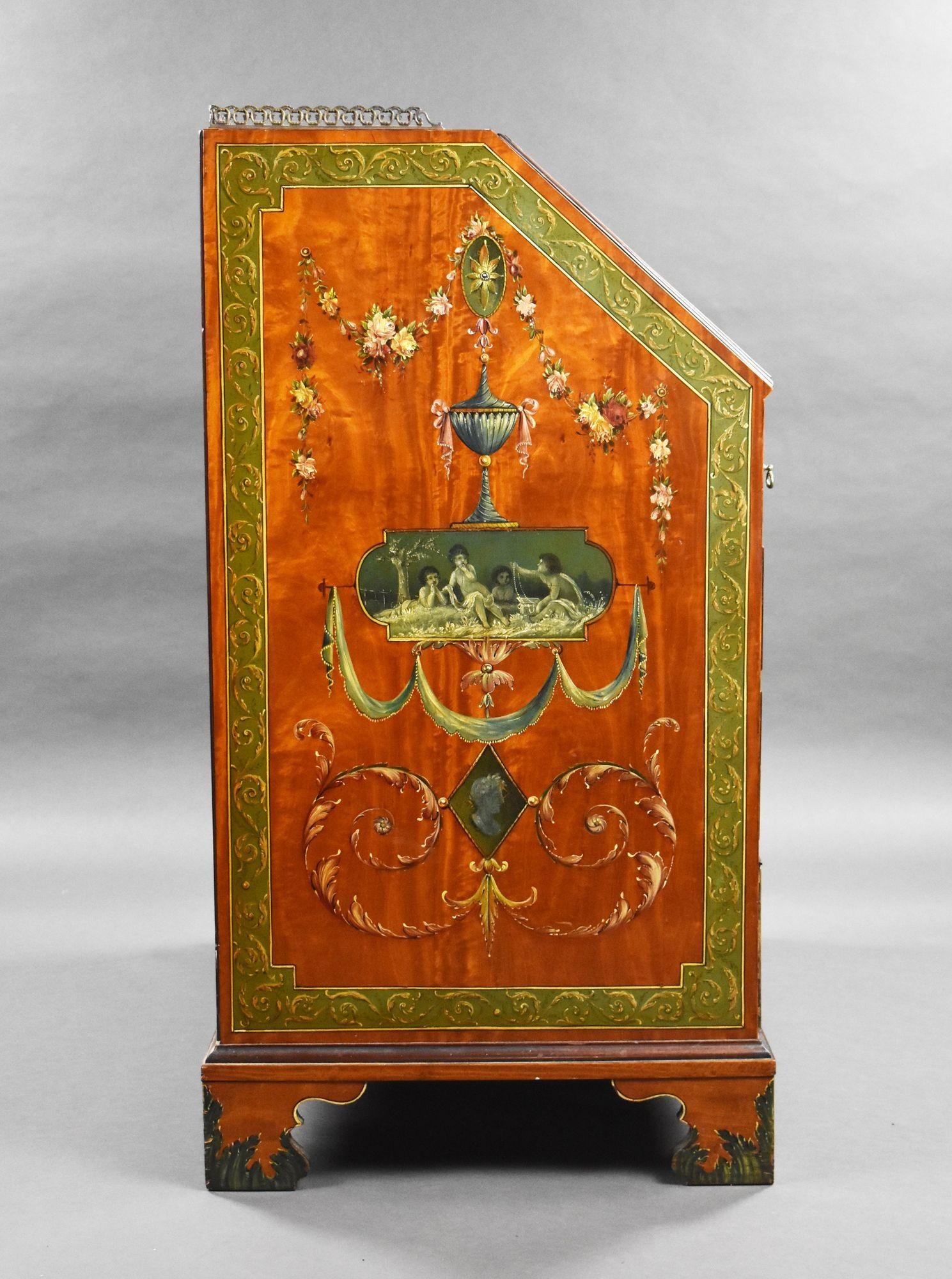 Edwardianisches handbemaltes Büro aus Seidenholz (Adamstil) im Angebot