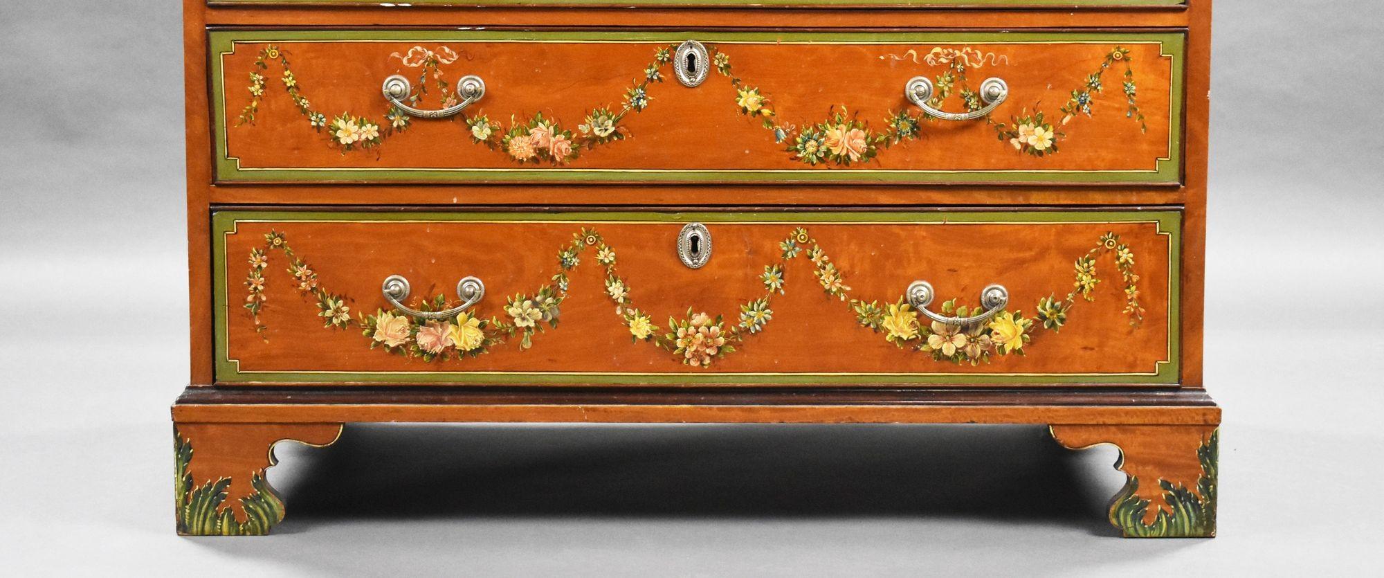 Edwardianisches handbemaltes Büro aus Seidenholz im Angebot 1