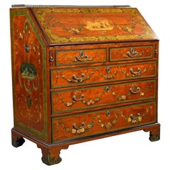 Antique Edwardian Hand Painted Satinwood Bureau